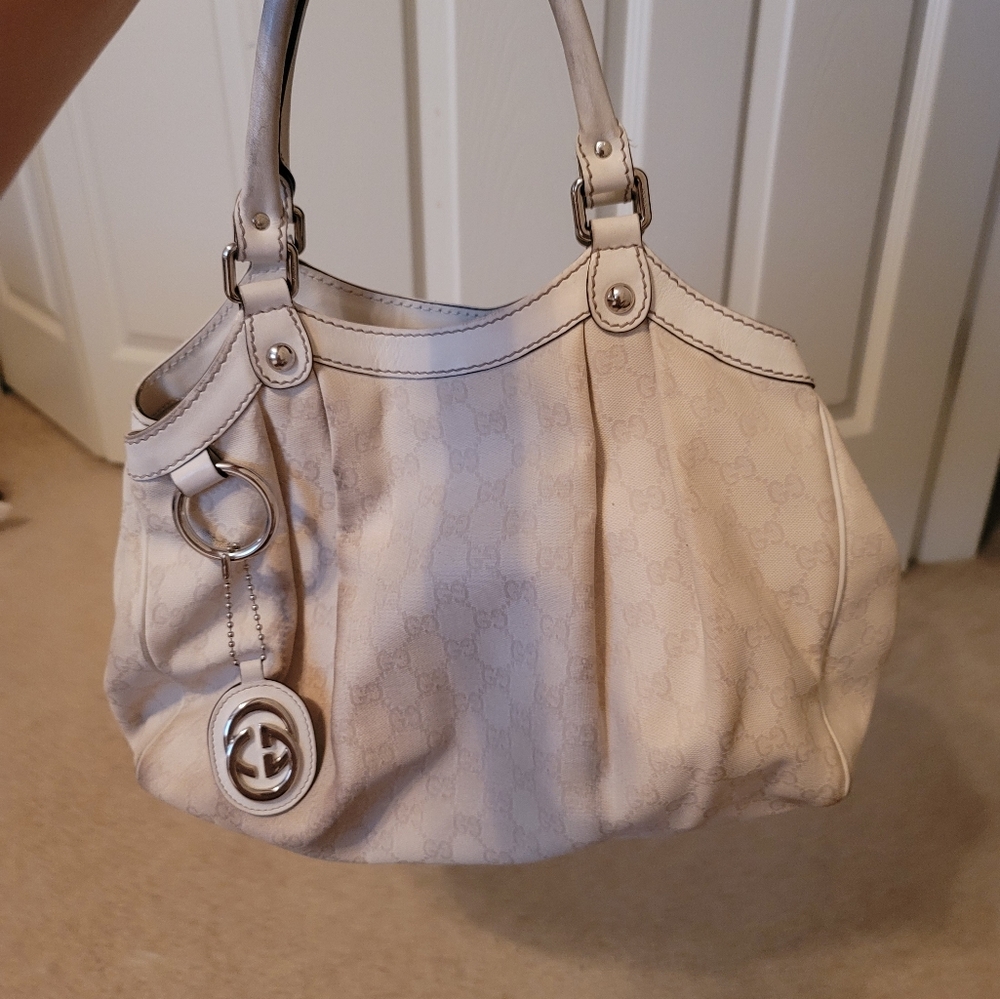 Authentic Gucci White Sukey Tote